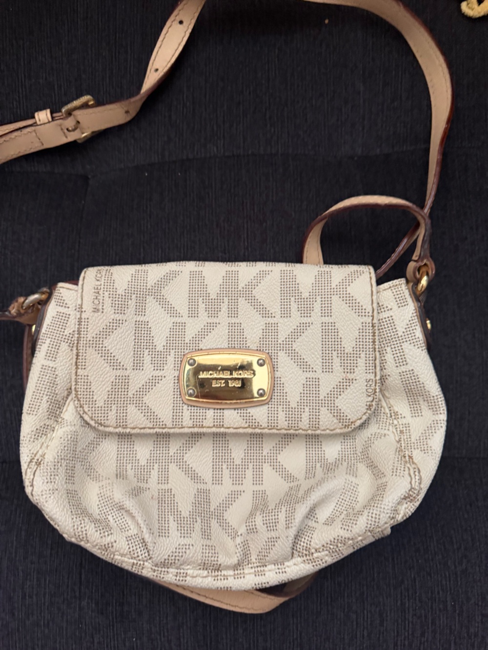 Michael Kors Cream Crossbody with Gold Plate